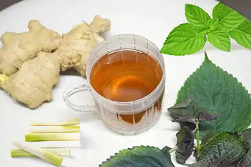 薄荷紫苏生姜葱白煮水