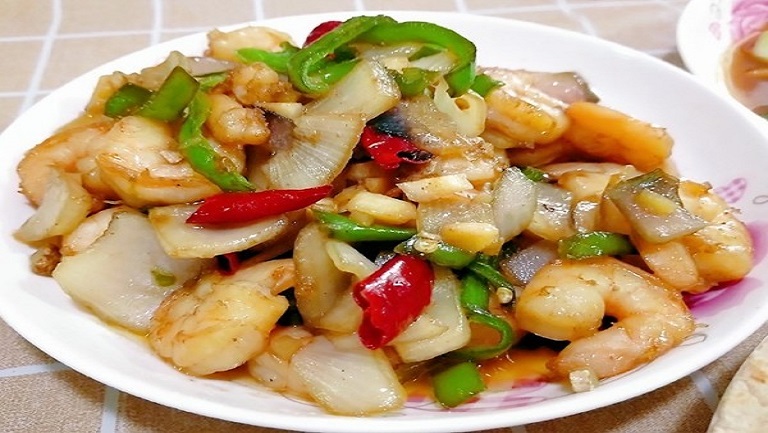 洋葱炒虾仁